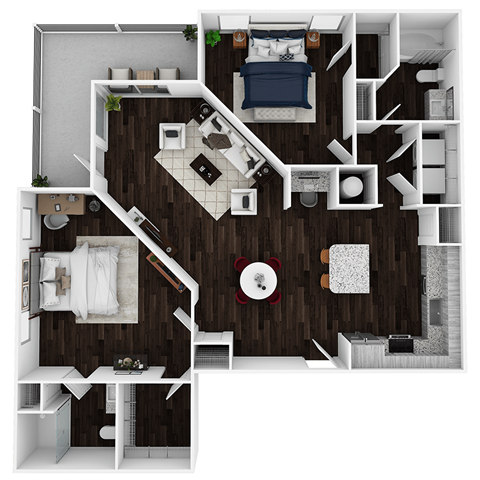 B3 - 1279sf Floor Plan at Artesia Big Creek, Alpharetta